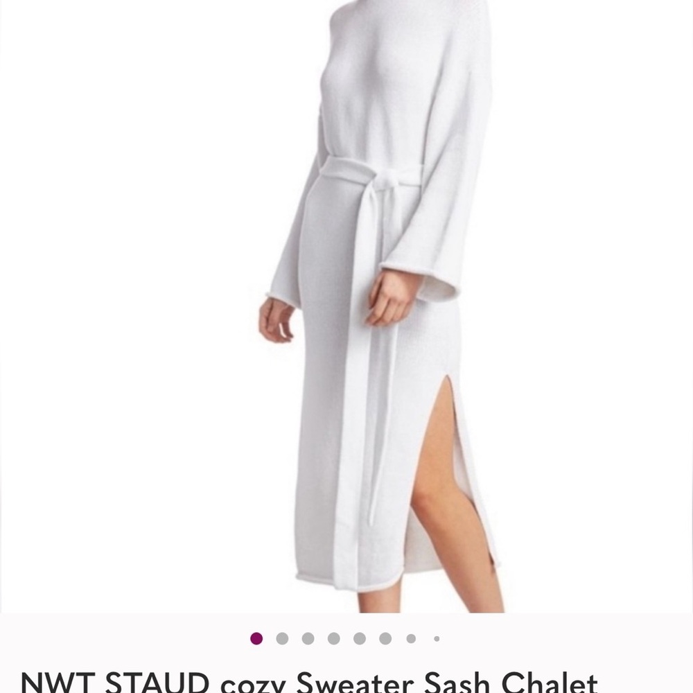 Staud Cozy Sweater Sash Chalet Dress  Knit  Soft Woven Dress with Belt NWOT - Picture 4 of 15